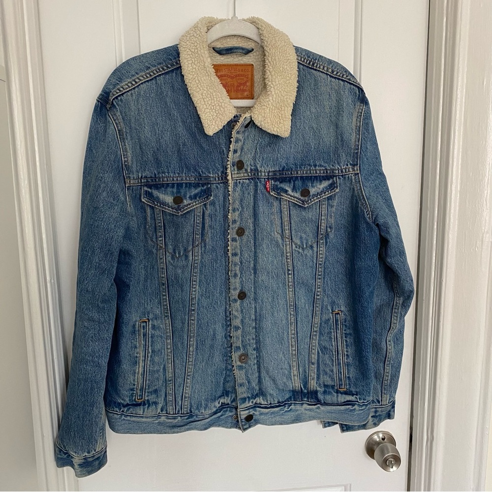 Levi's Cream and Blue Lightweight Denim Jacket